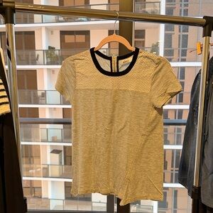 Aiko Gray and Black Mesh Short Sleeve Top